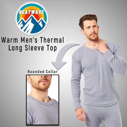 Heatwave® Pack of 2 Men's Thermal Long Sleeve Top, Warm Underwear Baselayer, S M L XL XXL Thermals