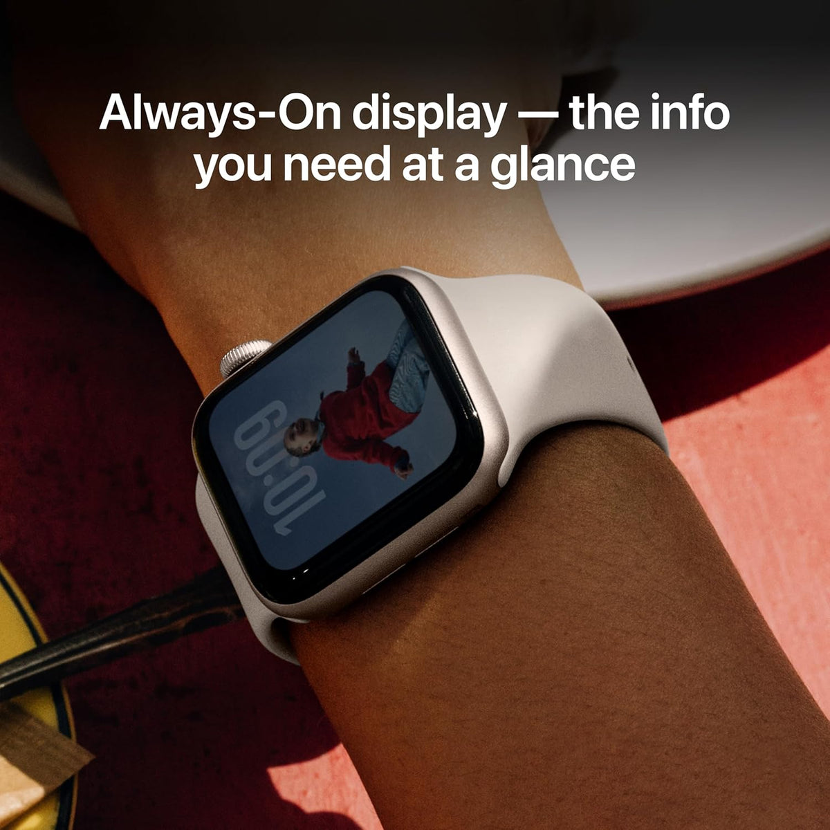 Apple Watch SE 3 GPS smartwatch with white sport band and dark display