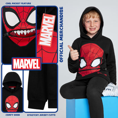 Marvel Boys Hoodie - Spiderman Hooded Sweatshirt Warm Soft Lounge Wear Activewear Pullover 3-12 Years - Gifts for Boys