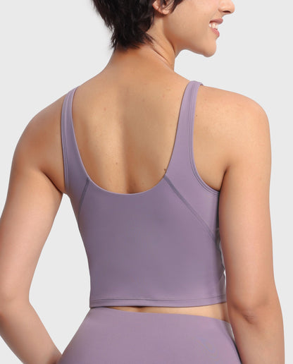 THE GYM PEOPLE Womens' Sports Bra Longline Wirefree Padded with Medium Support