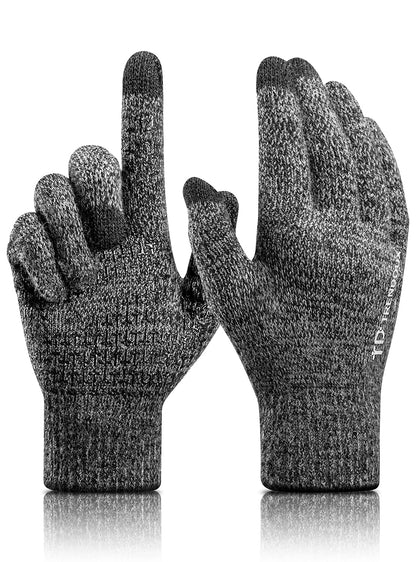 TRENDOUX Soft Warm Touch Screen Winter Thermal Gloves Men Women, Non-slip Grip, Elastic Cuff, Knit Stretchy Material