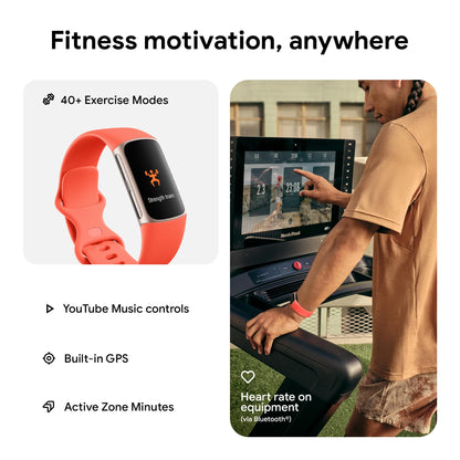 Fitbit Google Charge 6 Activity Tracker with 6-months Premium Membership Included, 7 days battery life and Google Wallet and Google Maps