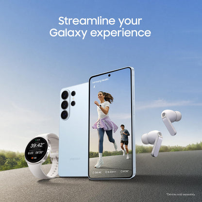 White smartphone with triple rear cameras and front display featuring a person