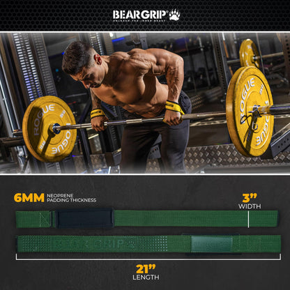 BEAR GRIP Straps - Premium Neoprene Padded Heavy Duty Double Stitched Weight Lifting Gym Straps