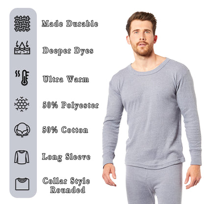 Heatwave® Pack of 2 Men's Thermal Long Sleeve Top, Warm Underwear Baselayer, S M L XL XXL Thermals