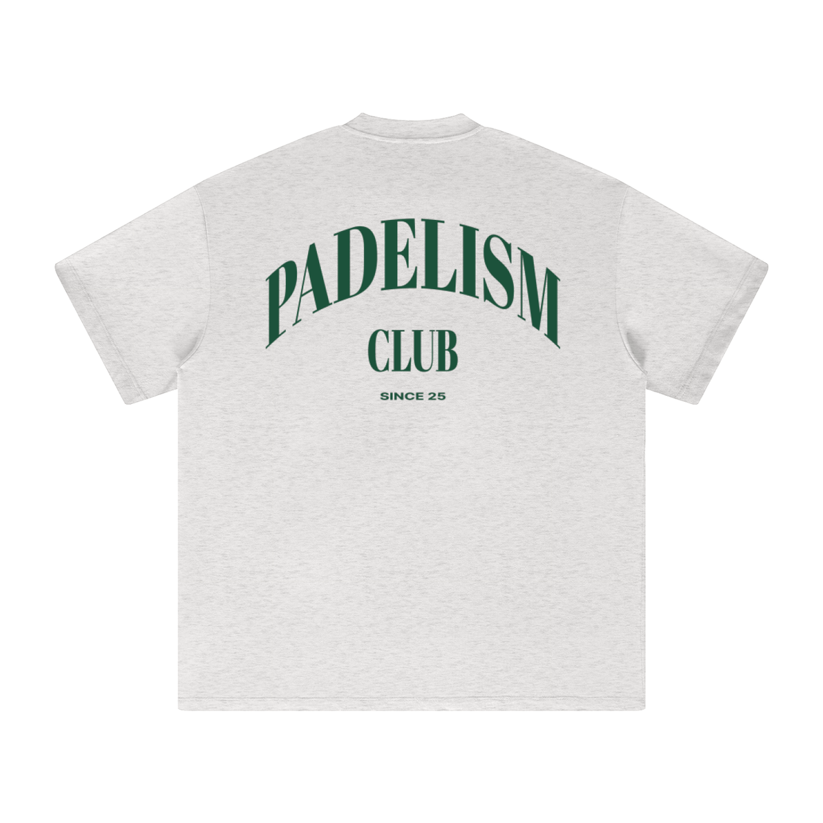 Light gray heavyweight T-shirt with large back Padelism Club graphic