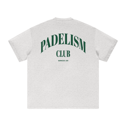 Light gray heavyweight T-shirt with large back Padelism Club graphic