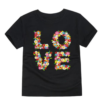 Children’s Cartoon Print Cotton Crew-Neck T-Shirt