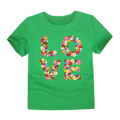 Children’s Cartoon Print Cotton Crew-Neck T-Shirt