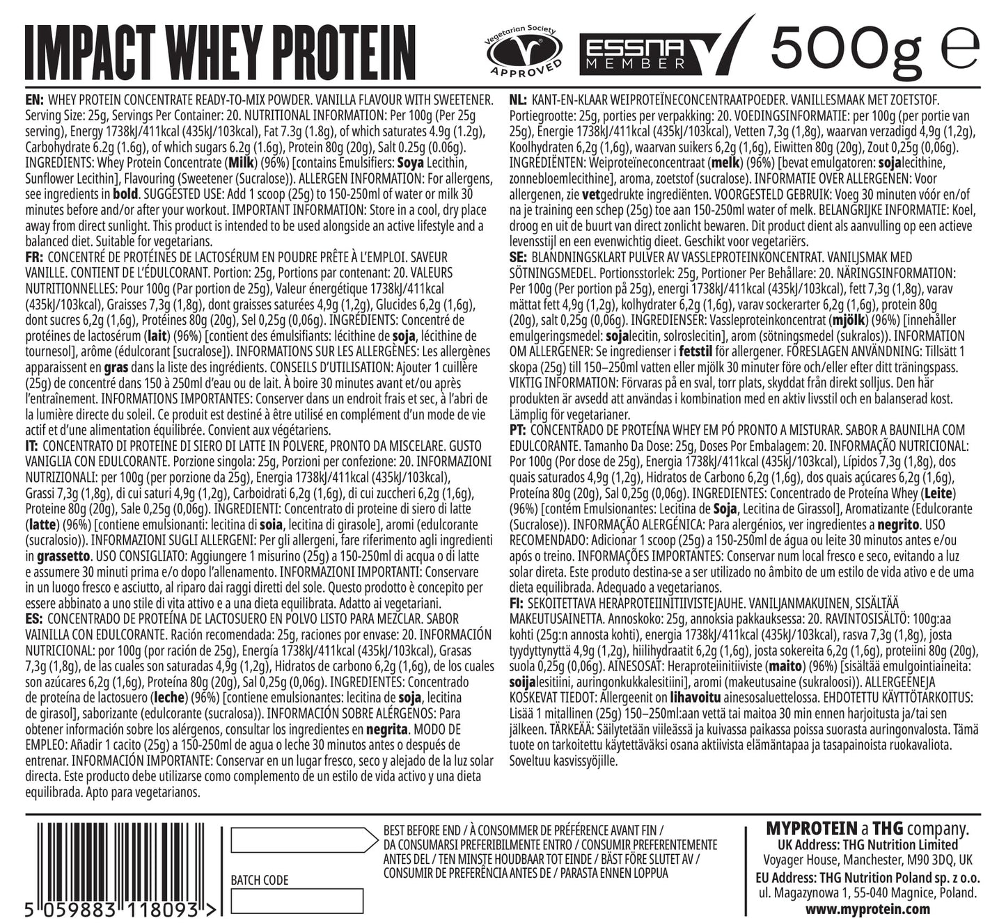 MyProtein Impact Whey Protein Powder