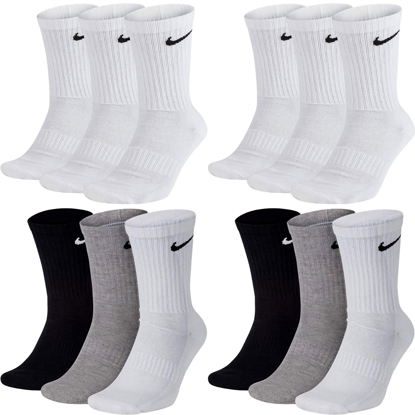 NIKE Unisex U Nk Everyday Cush Crew 3pr Socks