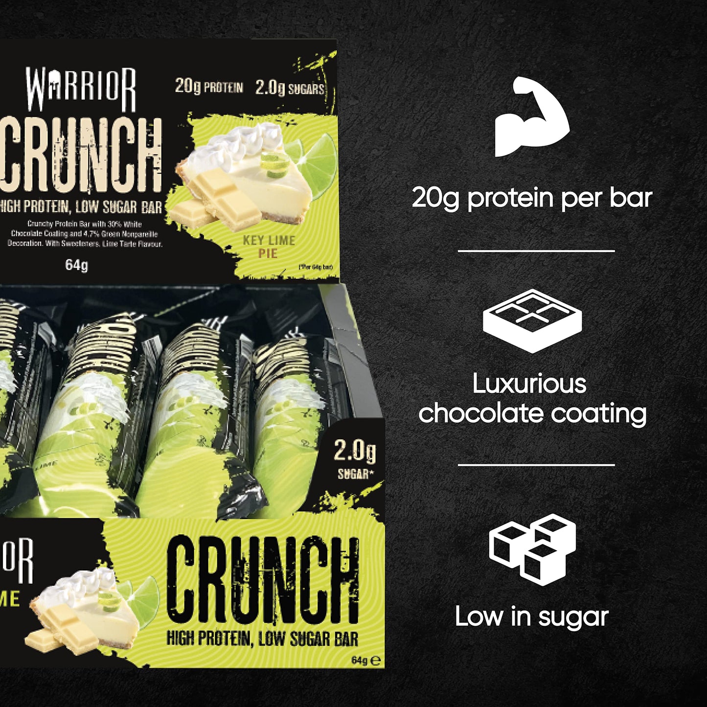 Warrior Crunch - High Protein Bars - 20g Protein Each Bar - Low Carb, Low Sugar Snack - 12 Pack x 64g (Variety Pack)