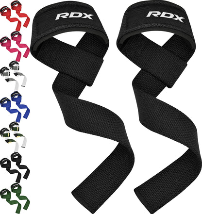 RDX Weight Lifting Straps Deadlifting Powerlifting, 5MM Neoprene Wrist Support, Anti Slip 60CM Hand Bar Grip, Heavy Duty Bodybuilding Weightlifting Workout, Soft Cotton, Strength Training Gym Fitness