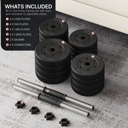 Yaheetech 30KG/25KG/20KG/15KG Adjustable Dumbbells