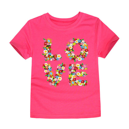 Children’s Cartoon Print Cotton Crew-Neck T-Shirt