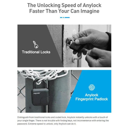 ANYTEK L3 Smart Fingerprint Padlock - IP65 Waterproof Biometric Security Lock with USB Rechargeable Battery | Keyless Entry for Gym, Locker, Bike, Gate
