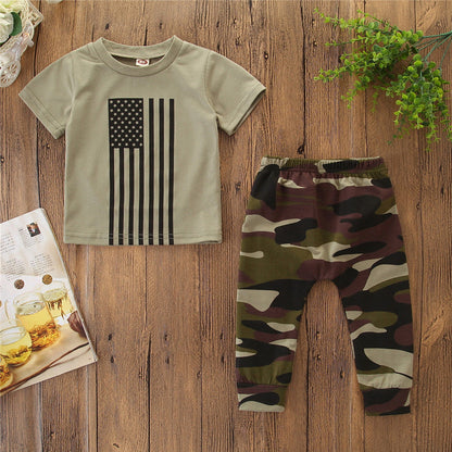 Little Kids’ Camouflage T-Shirt & Trousers Set