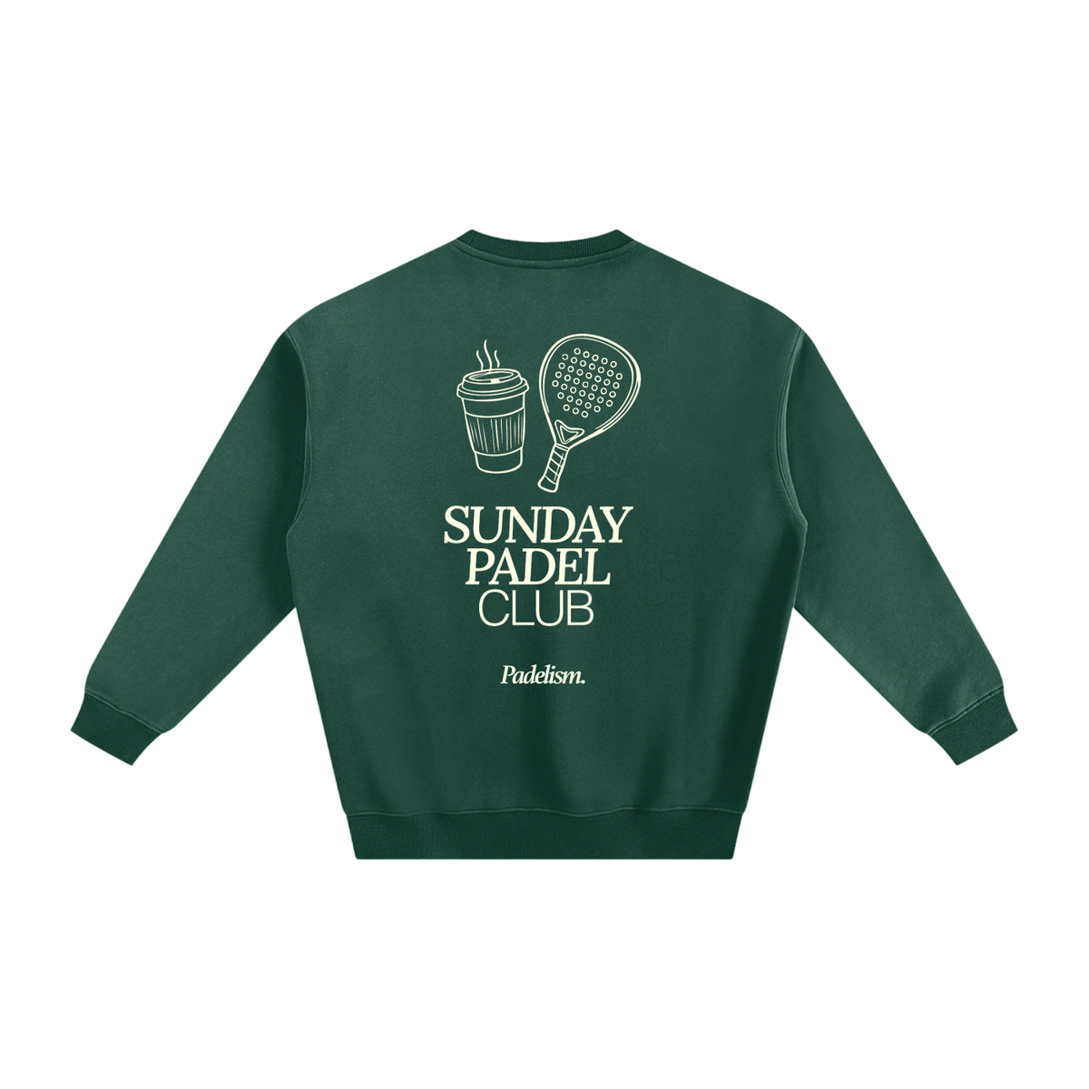 Green heavyweight padel sweatshirt with back graphic and crew neckline