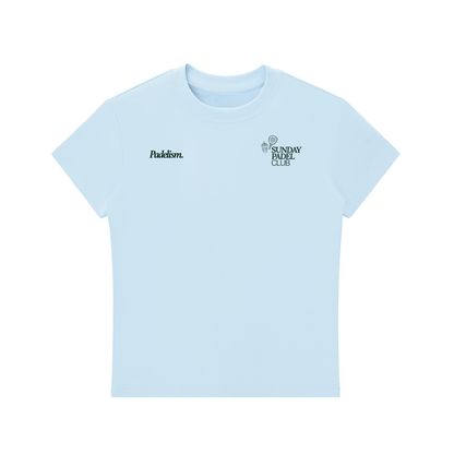 Light blue T-shirt with front chest logos
