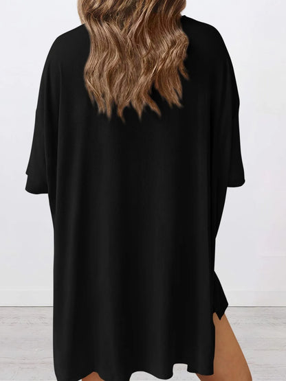 Oversized Round Neck T-Shirt and Shorts Set Plus Size
