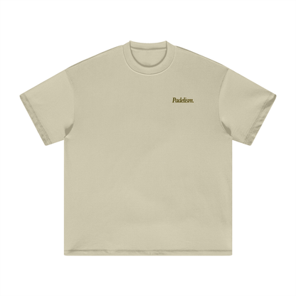 Heavyweight T-shirt in oat gray, front with small "Padelism." chest logo