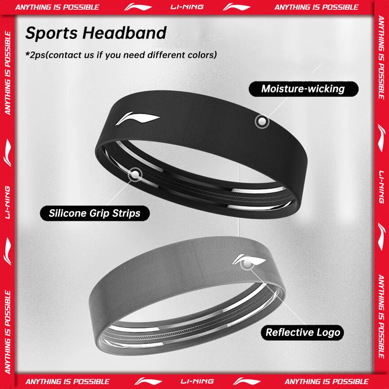 (2pcs) Li-Ning Men Women Sports Headband for Basketball Running Training LiNing Moisture-wicking Reflective