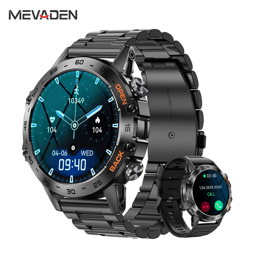 MEVADEN Steel 1.39 Bluetooth Call Smart Watch Men Sports Fitness Tracker Watches IP67 Waterproof Smartwatch for Android IOS K52