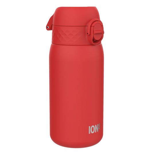 ION8 Leak Proof Water Bottle, Stainless Steel, Red, 400ml (13oz)