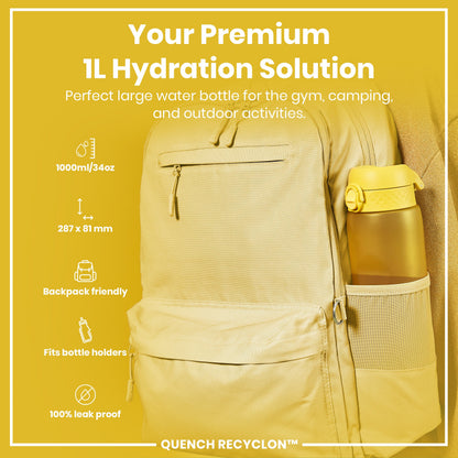 Leak Proof 1 litre Water Bottle, Recyclon, Yellow, 1L