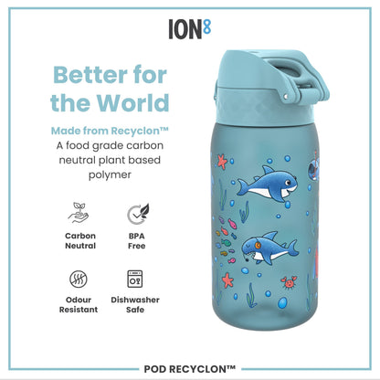 Leak Proof Kids Water Bottle, Recyclon, Sharks, 350ml (12oz)