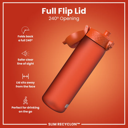 ION8 Leak Proof Slim Water Bottle, Recyclon, Hearty Orange, 500ml (18oz)