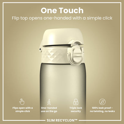 ION8 Leak Proof Slim Water Bottle, Recyclon, Creamy White, 500ml (18oz)