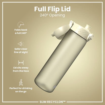 ION8 Leak Proof Slim Water Bottle, Recyclon, Creamy White, 500ml (18oz)