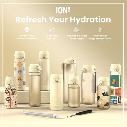 ION8 Leak Proof Slim Water Bottle, Recyclon, Creamy White, 500ml (18oz)