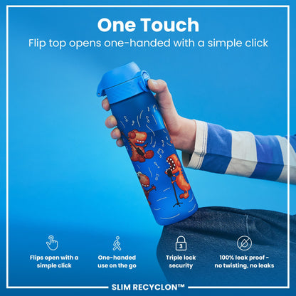 Leak Proof Slim Water Bottle, Recyclon, Dino Band, 500ml (18oz)