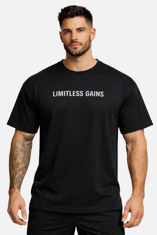 LIMITLESS GAINS Men's Oversized Heavyweight Gym T-Shirt