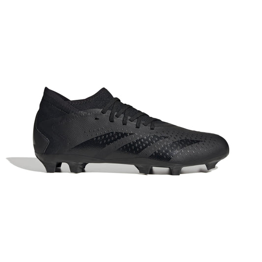 Black FG football boots with lace-up front and textured synthetic upper