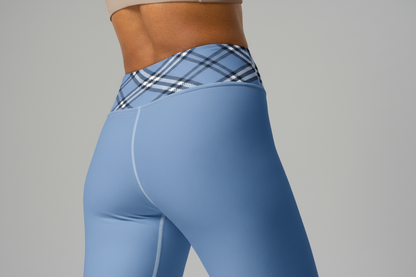 GymBum UK Highland Check Yoga Leggings - Blue