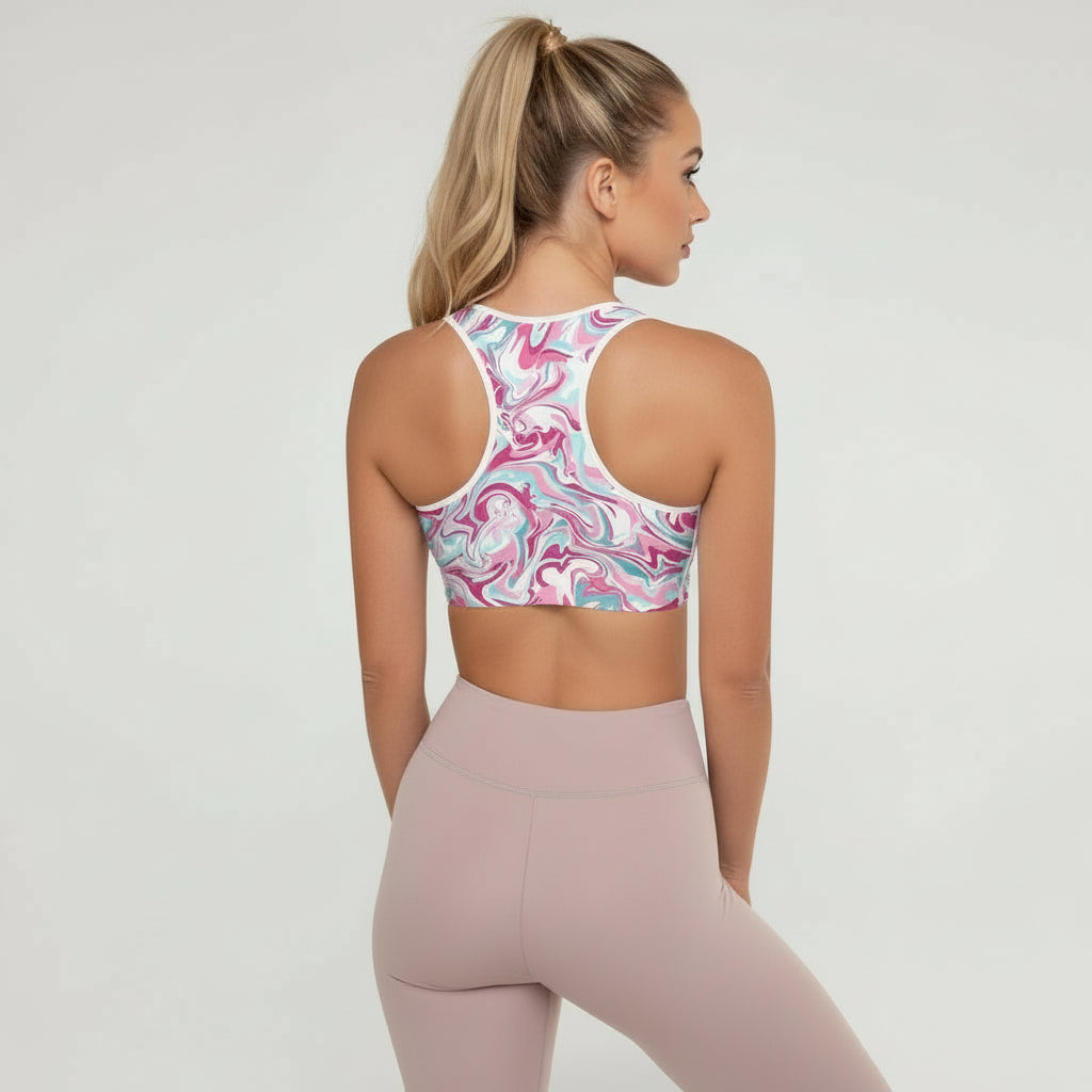 GymbumUK Paint Spill QuickDry Padded Performance Sports Bra