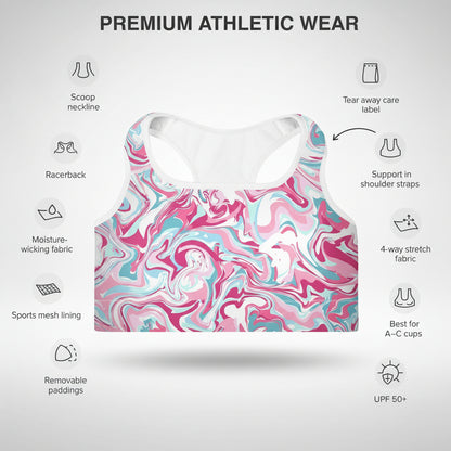 GymbumUK Paint Spill QuickDry Padded Performance Sports Bra