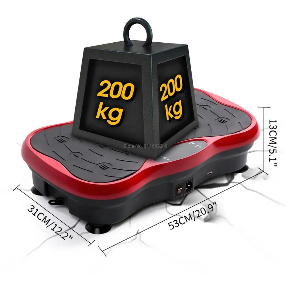 Exercise Fitness Vibration Machine Trainer Plate Platform Body Shaper Remote Control with Resistance Bands 200KG