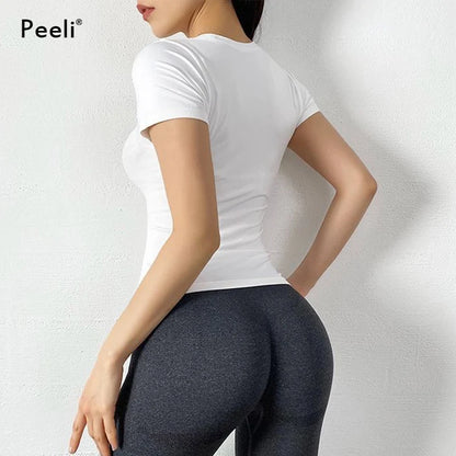 Peeli Women's Breathable Short Sleeve Gym Top