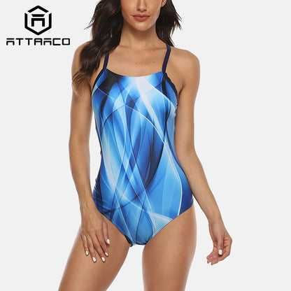 Attraco Women One-piece Sports Swimsuit Sport Swimwear Athlete Bikini Backless Beach Wear Bathing Suits