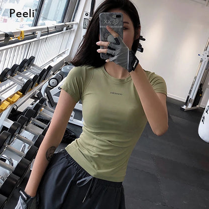 Peeli Women's Breathable Short Sleeve Gym Top