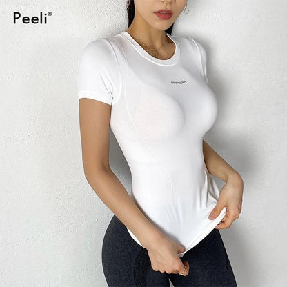 Peeli Women's Breathable Short Sleeve Gym Top
