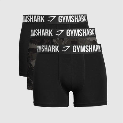 GYMSHARK Mid-Rise Camouflage Men's Slim-Fit Boxer Shorts