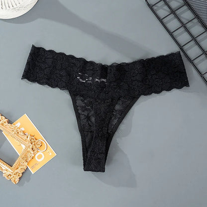 Women's Floral Lace Low-Rise Thongs – 3-Pack