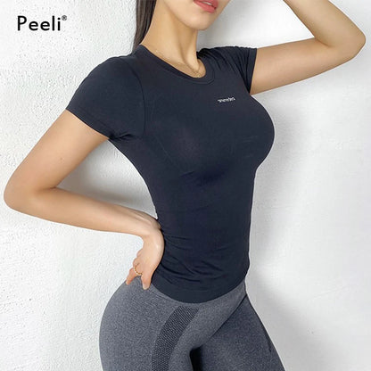 Peeli Women's Breathable Short Sleeve Gym Top