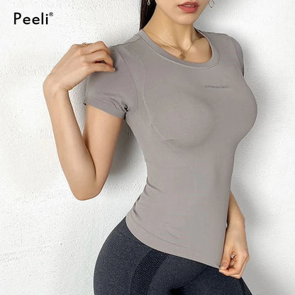 Peeli Women's Breathable Short Sleeve Gym Top