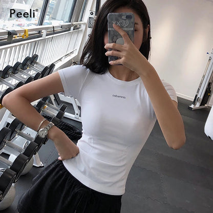 Peeli Women's Breathable Short Sleeve Gym Top